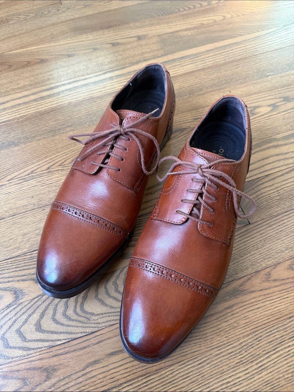 Cole Haan Brown Leather Cap-Toe Derby Shoes